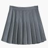 Pure Color Lapel T-Shirt Pleated Skirt Two Pieces  - Modakawa modakawa