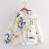 Cartoon Print Zipper Hooded Coat - Modakawa Modakawa