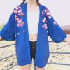 Vintage Fish Print Kimono Outerwear Sun Protective - Modakawa modakawa